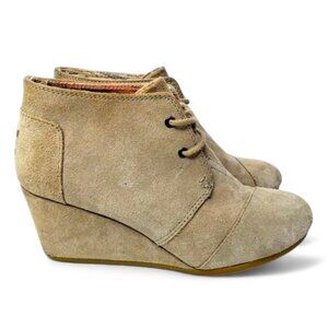 Toms Kala Wedge Booties Women's Desert Suede Boho Laced Retro Fall Lace Up 8.5